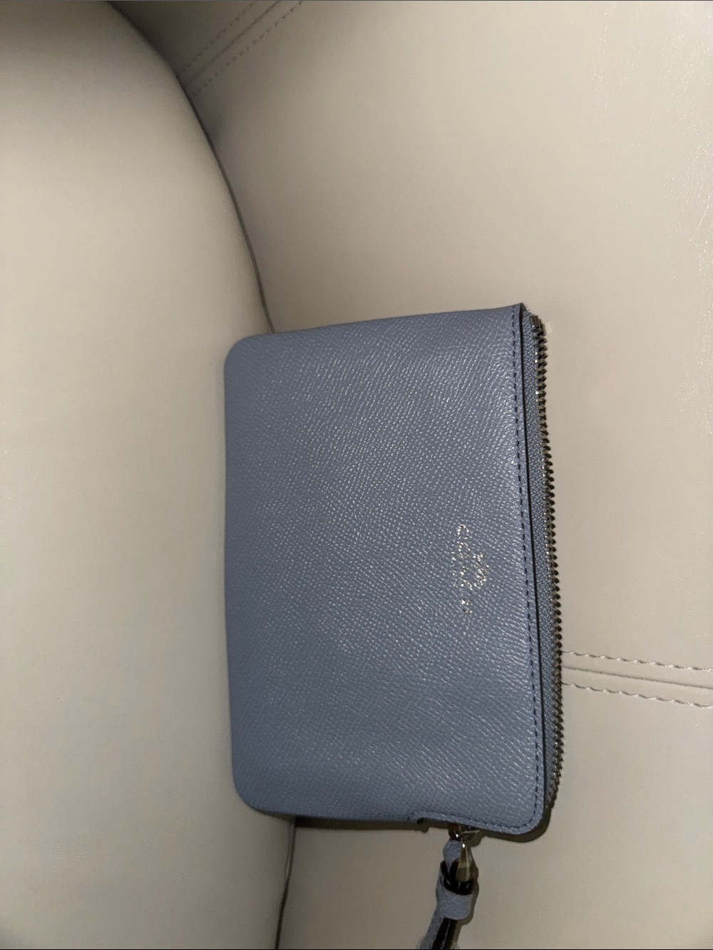 Coach Pebbled Zip Wallet in Periwinkle Blue
